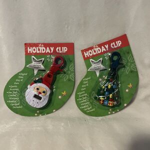 2 Vintage Midwestern Home Products Holiday Clip Santa Christmas Tree Watch Time